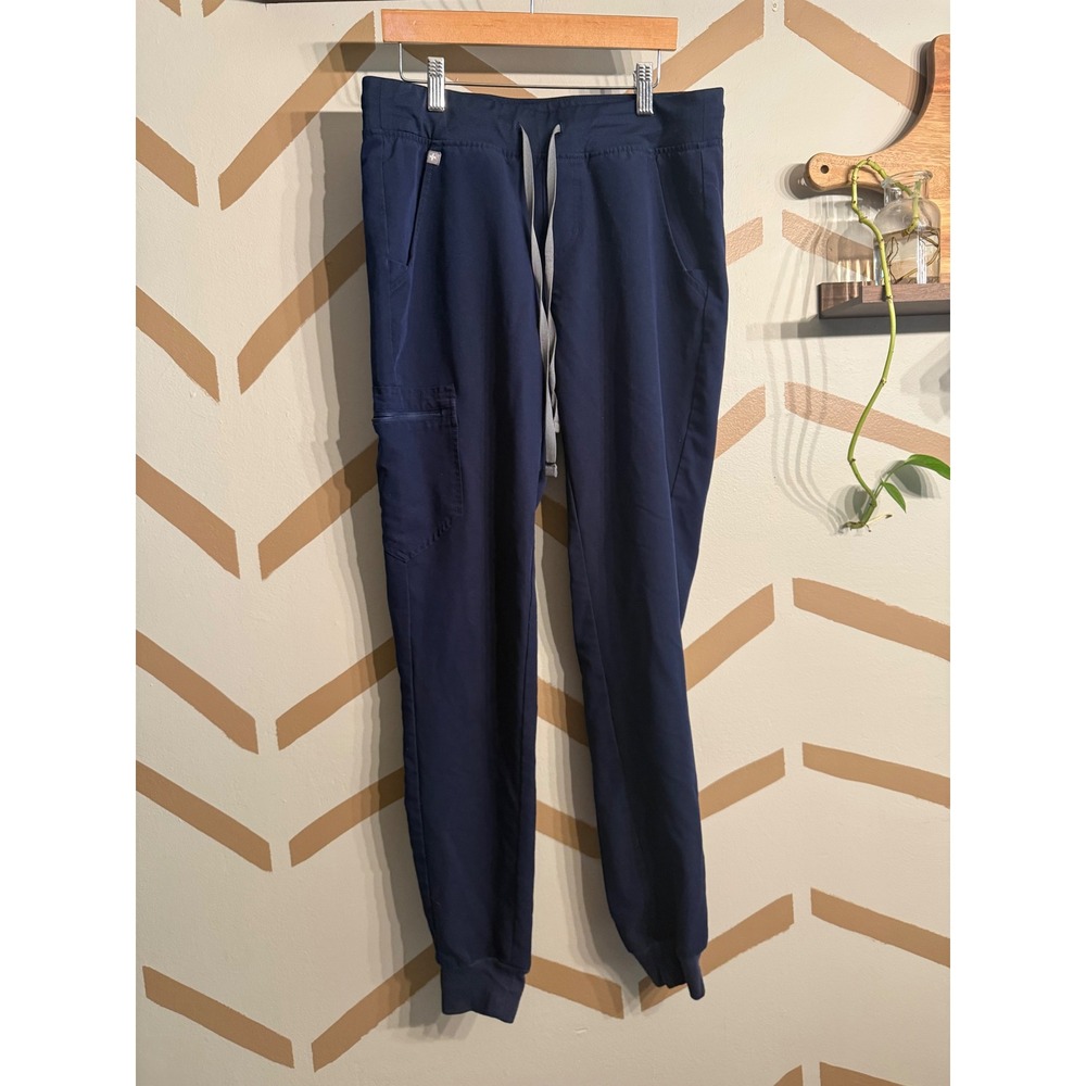 FIGS Zamora Jogger Scrub Pants Womens Small Tall Navy Blue Technical Collection